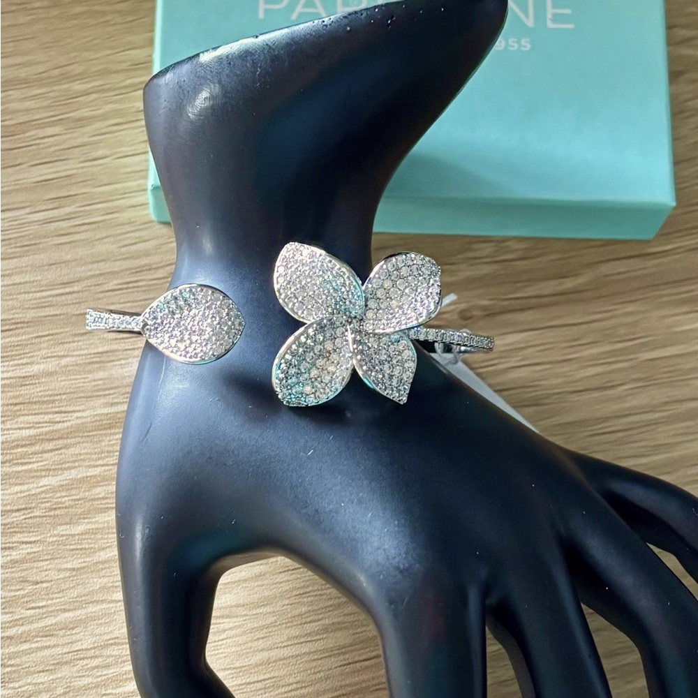 Park Lane Water Lily Silver Hinged Bangle Bracelet